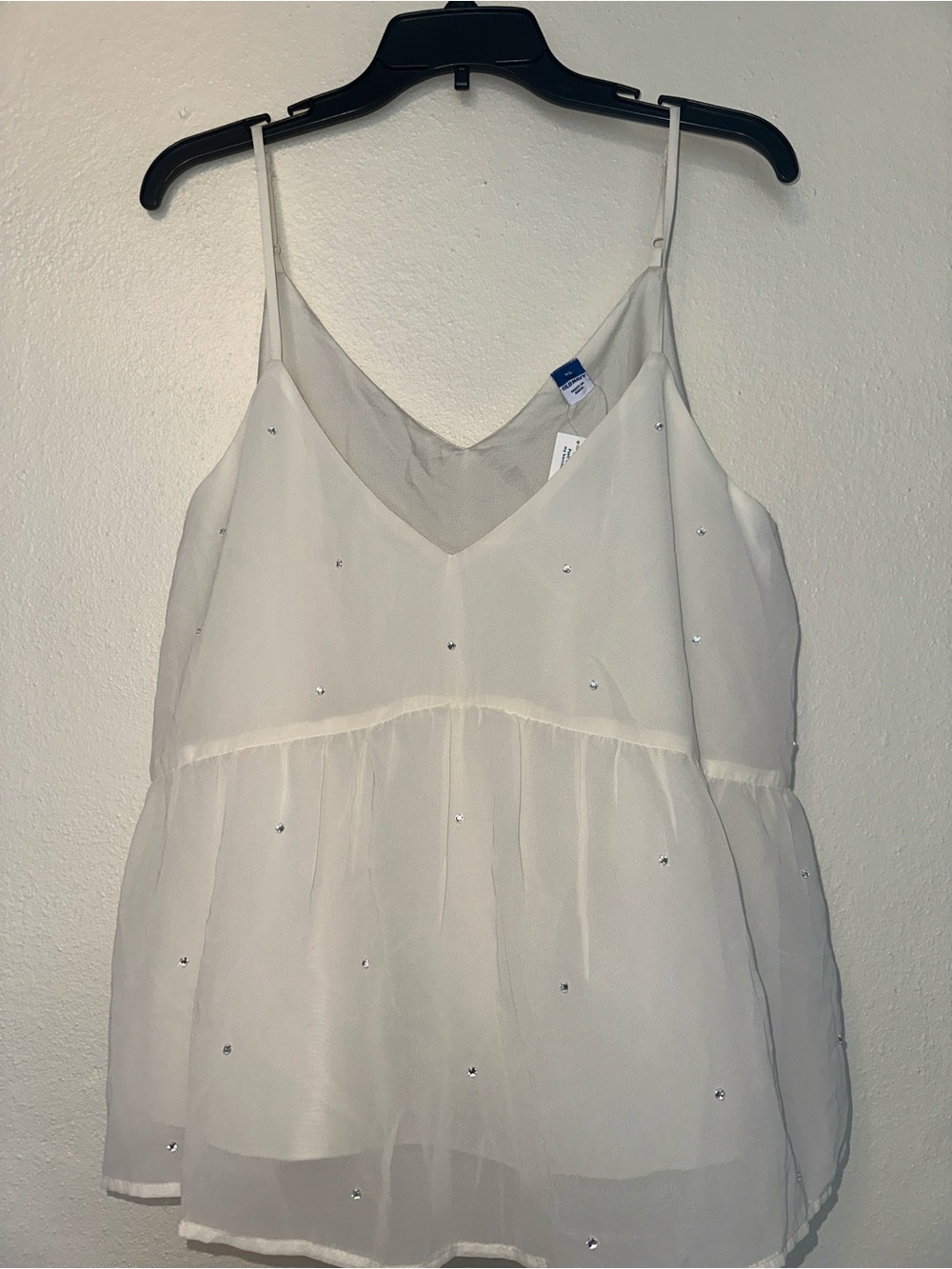 Old Navy Ivory Beaded Chiffon Camisole